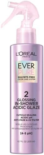 L'Oreal Paris Sulfate Free Glossing In Shower Acidic Glaze, Intensifies Hair Shine & Smoothness, Argan Oil Infused Vegan Hair Care, EverPure, 6.7 Oz