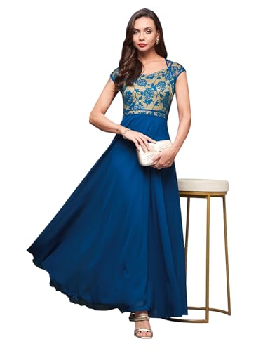 Image of Miss Chase Women's Round Neck Cap Sleeves Lace Knee -Long Skater Dress