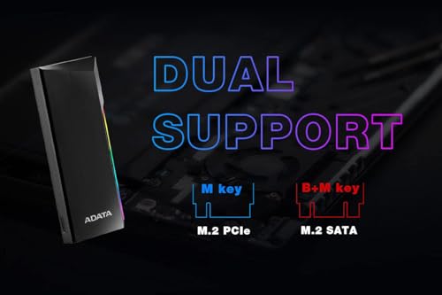 ADATA EC700G Aluminum USB 3 Gen 2 Type-C M.2 2280/2242/2230 PCIe/NVMe/SATA SSD External Portable Enclosure Case Adapter Tool-Less Design (AEC700GU32G2-CGY) の商品画像 2
