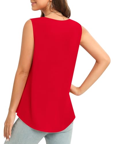 Image of Women's Sleeveless Chiffon Tank Top Business Casual Blouse Tunic Top
