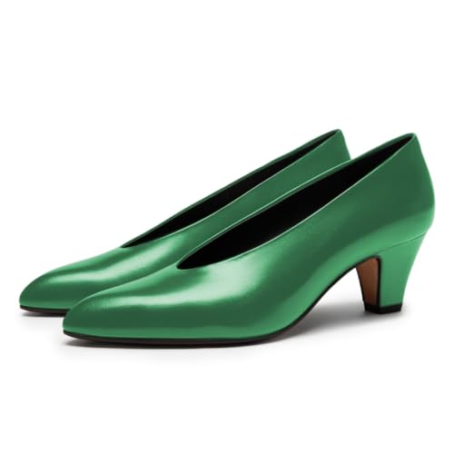 YDN Women's Simple Basic Pumps Shoes Pointed Toe Low Kitten Heels Slip On Daily Casual Shoes for Business Party Prom Size 4-16 US