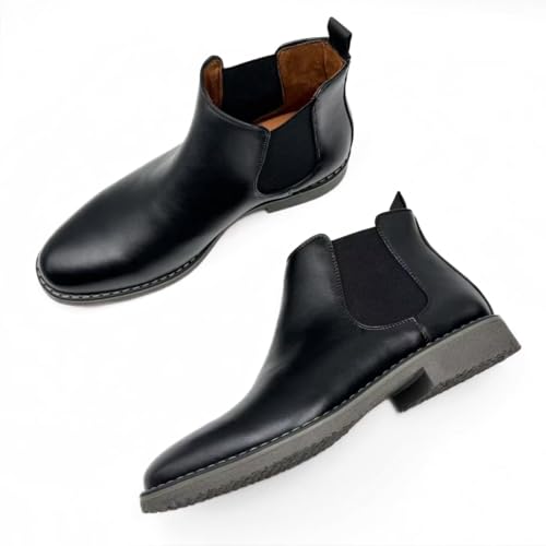 Image of Finishing & Sewing Men's Chelsea Boots, Smart Casual Slip On Ankle Boots