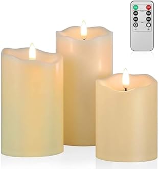 ANGELLOONG Upgraded Flickering Flameless LED Candles, Set of 3 Battery Operated Pillar Candles for Kids Home Decoration