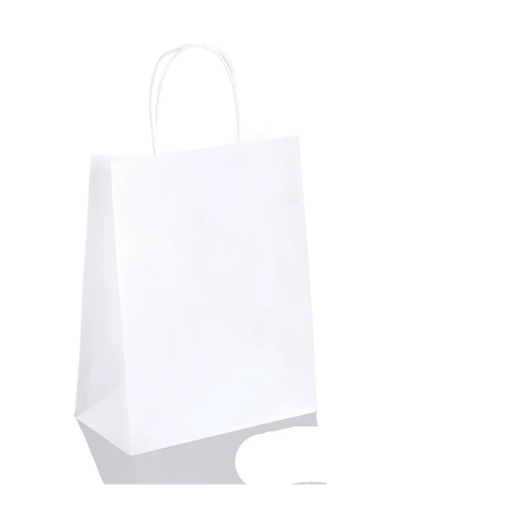 Torebki na prezenty z uchwytem, na biżuterię, na zakupy, Boże Narodzenie, Walentynki, wesele, kolorowe torebki papierowe, białe, 15 x 21 x 30 sztuk, 10/30/50 sztuk