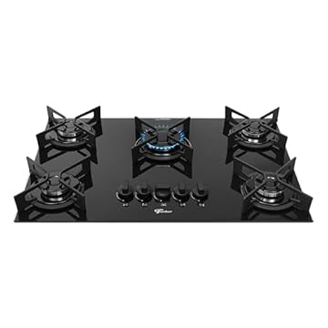 FISCHER COOKTOP À GÁS 5 BOCAS FIT LINE TREMPE IRON MESA VIDRO PRETO BIVOLT 36325-102672