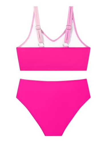 Image of Girls Swimsuit 2 Piece Bikini Set Swimwear Solid Color Bathing Suit 9-16T | Tropical Floral, Criss Cross, for Teen & Preteen