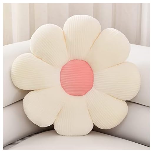 Sioloc Flower Pillow,Flower Shaped Throw Pillow Butt Cushion Flower Floor Pillow,Seating Cushion,Cute Room Decor & Plush Pillow for Bedroom Sofa Chair(White,23.6" ), 1 Count (Pack of 1)