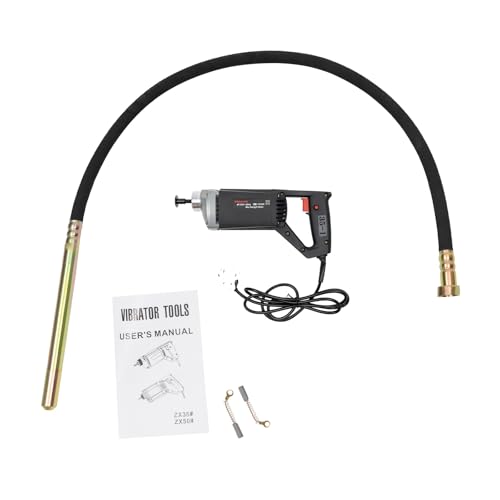 Concrete Vibrator 1500W Electric Handheld Brushless Concrete Vibrating Tool Self-Locking Switch 1Hp Concrete Cement Mixer 4200RPM Shaft Length 2M with Shaker Hose Kit