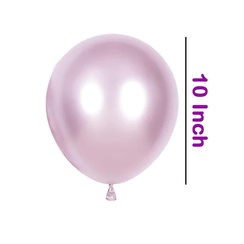 Image of Balloon for Birthday Decoration Kit Chrome Metallic Pink & Silver 20 pcs Latex Glossy Finish Party Balloons for Wedding, Anniversary Celebration 10 Inch Helium & Air Supported