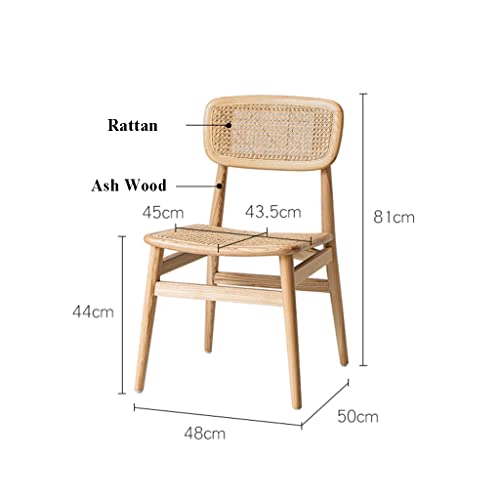 Tkhp Solid Wood Rattan Chair, Natural Finished Wooden Dining Chair, Simple Home Living Room Kitchen Chair, Comfort Patio Lounge Seat Stool (Color : Walnut, Size : 48 * 50 * 81Cm) #TOP5