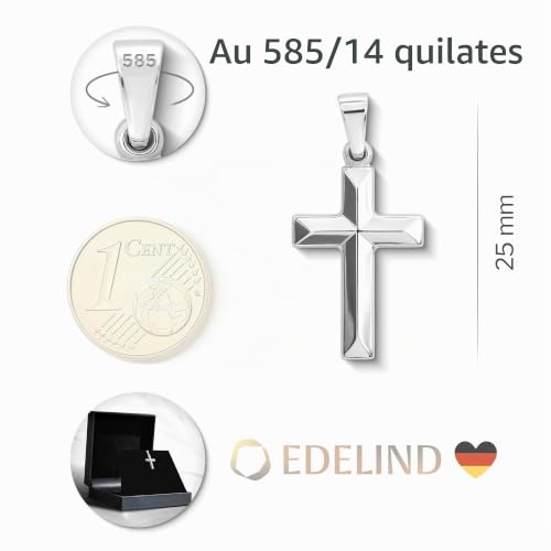 Miniatura 2 de Edelind Colgante Cruz Oro Blanco 18 Kilates Ancho 12.1 Mm, Colgante Cruz Oro Puro 750 Colgante Mujer Niña Hombre Joyas De Oro Con Caja De Regalo De Joyería