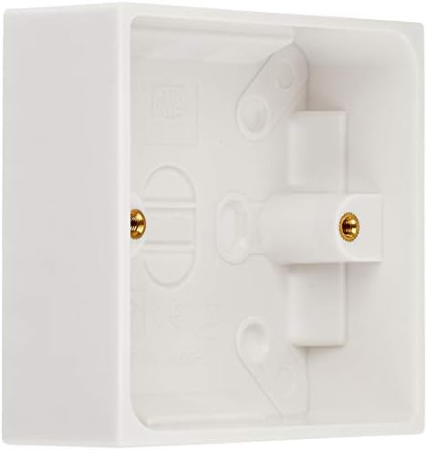 Merriway BH04175 Moulded Surface Pattress Back Box 1-Gang 35mm (1.3/8 inch) Deep - White