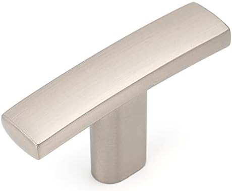 KOOFIZO T Cabinet Knob - Brushed Nickel Pull Handle, 10-Pack for Kitchen Cupboard Door, Bedroom Dresser Drawer, Bathroom Wardrobe Hardware (Overall Length 45mm / 1.8 Inch)