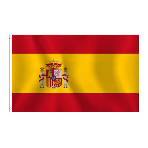 Spanish Flag 3x5 Ft for Outside Spain Flag with Brass Grommets Fade Resistant Polyester for Indoor Outdoor Decor Home Porch Wall Garden Events