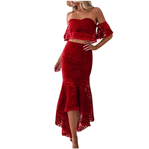 Conjunto de saia para mulheres 2023 roupas de ajuste regular renda duas peças simples conjunto de sa