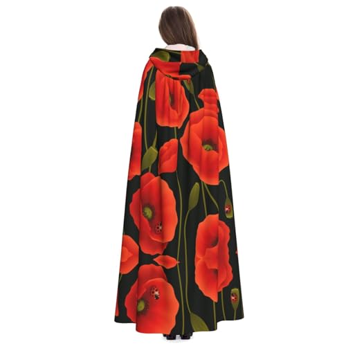 Cape de sorcière fleurs de coquelicot pour bal masqué