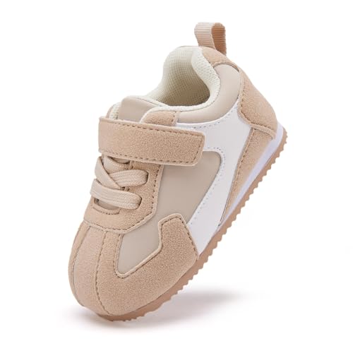 BMCiTYBM Baby Shoes Boys Girls Infant First Walking Sneakers Breathable 6 9 12 18 24 Months Khaki Size 12-18 Months Toddler