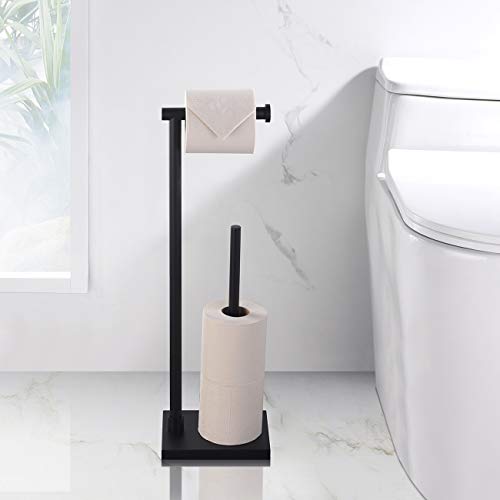 Miyili Matte Black Freestanding Toilet Paper Holder, Paper Towel Dispenser Storage Organizer For Bathroom, F02B2 #TOP4