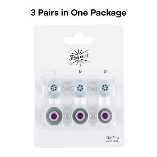 Image of Linsoul Kiwi Ears Flex Earbud Tips, Replacement Silicone IEM Tips, 3 Pairs, S /M /L Size, for KZ ZS10 Pro 2, SuperMix 4,Hype4,Orchestra Lite, Cadenza Wired /Wireless Earphones (Gray)