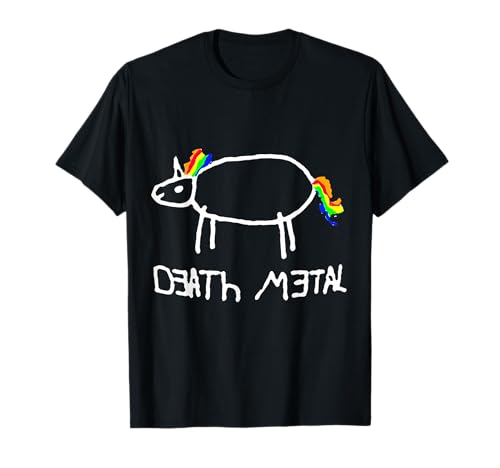 Unicornio Death Metal/Heavy Metal Negro Diseño Divertido Camiseta