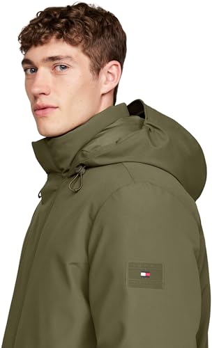 Tommy Hilfiger Herren Parka Tech Padded Parka mit Kapuze, Mehrfarbig (Army Green), L