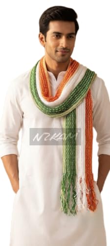 Image of Men /Boys Tiranga /Flag /Tricolor Dupatta /Stole With Tassels (Free Size)