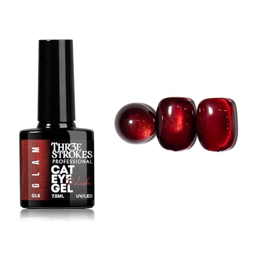 Image of THR3E STROKES Cat Eye Nail Set for Pink Brown Glitter Holographic Eye, Salon Manicure and Nail Art DIY at Home, Bright Moonlight (GLAM)