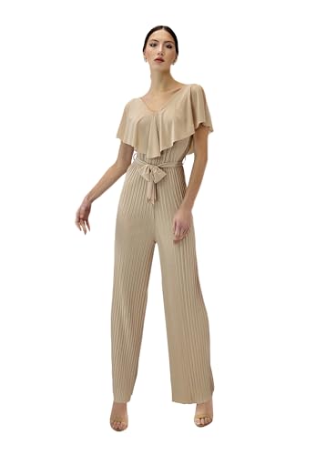 Elara Damen Jumpsuit V-Schnitt 1205 Beige