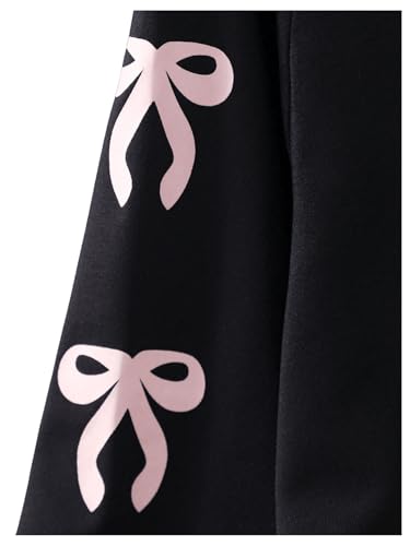 SweatyRocks Girl's Number Print Bow Graphic T Shirt Round Neck Long Sleeve Casual Tee Tops4