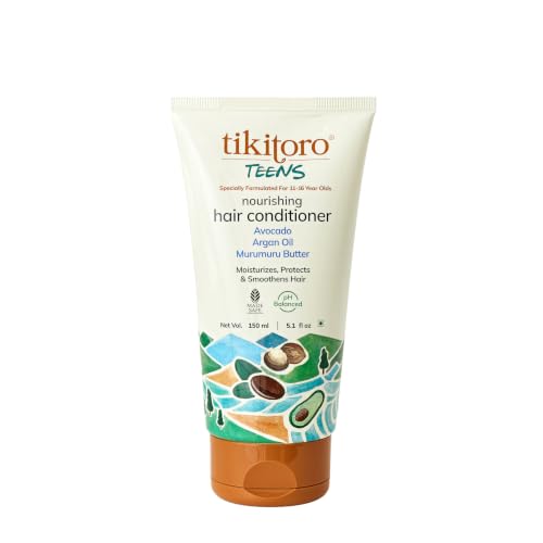 Image of Tikitoro Teens Nourishing Hair Conditioner with Avocado, Argan Oil and Murumuru Butter | Lightweight Conditioner | Controls Frizz & Smoothens Hair - (Age: 11+) (150 ml x 1)