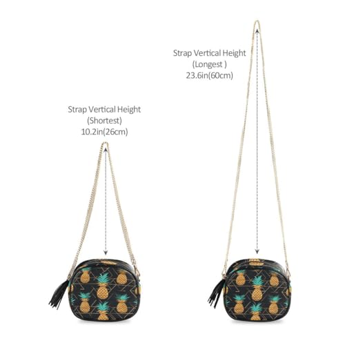 ALAZA Women's Pineapples Geometric on Black PU Leather Crossbody Bag Shoulder Purse with Tassel4