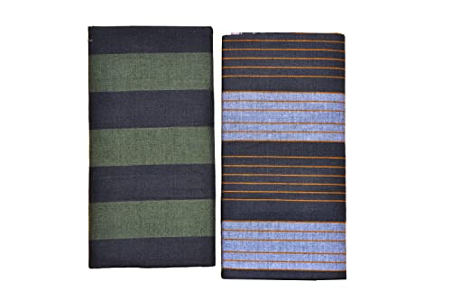 Image of RETRO 100% Pure Cotton Striped Design Lungi For Men (2.00 Meters - 2.25 Meters - 2.50 Meters) Stitched Unstitched Available