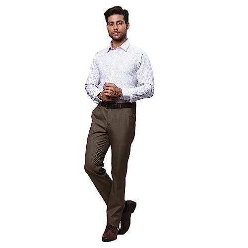 Image of Raymond Men's Pure Cotton Print Pattern Slim Fit Semi Cutaway Collar Full Sleeve Formal Shirt
