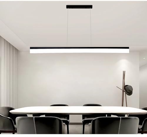 Esszimmerlampe LED Pendelleuchte Modern Dimmbar Hängeleuchte Lampe Fernbedienung Hängelampe für Esstisch Bar Büro Esszimmer Kronleuchter Minimalistisch Höhenverstellbar Leuchte (Schwarz, L100cm)