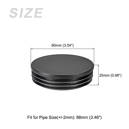 Image of METALLIXITY Round Post End Caps (3.54 inchx0.98 inch) 1pcs, Plastic Tubing End Cap Plug - for Decoration Furniture, Handrail Stair, Black