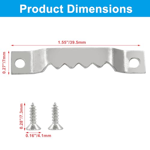 Image of 50 Pcs Small Sawtooth Picture Hangers with 100 Screws, Metal Photo Frame Hangers for Picture Frame Painting Clock Artwork Home Decoration, Silver