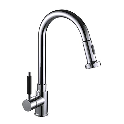Hapilife Grifo de Cocina Extraíble Monomando 360 ° Giratoro Cromado Antical para Fregadero,Conexión 3/8" Estándar, 10 Años Garantía Cover