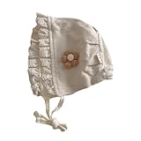 Cotton Cap with Lace Trim Stylish Infant Hat with Flower Pattern Cute & Fashionable Cap Charming Lace S Khaki