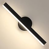 Riserva Spiegelleuchte Bad Schwarz, 12W Schwenkbar 300° Wandleuchte LED Modern, 4500K Neutralweiß, Spiegellampe Badezimmer für Schminktisch, Schrank, Galerie