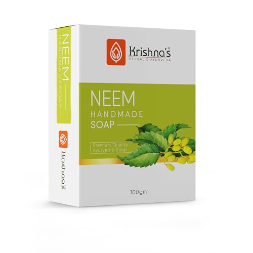 Image of Krishna's Neem Handmade Soap - 100 g each (Pack of 4) |Neem Bathing Soap for Acne | Natural Soap with Essential Oils