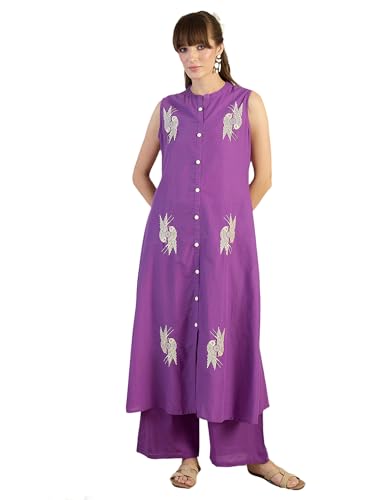 Image of INDO ERA Women's Catton Ethnic Co-Ord Set | Kurta Pant Set | Kurta Palazzo Set | Stylish Cotton Suit Set for Women,11255 | Co Ord Set For Women Stylish |