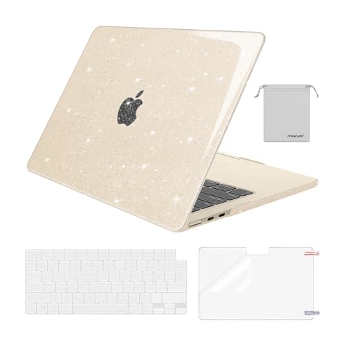 MOSISO Sparkly Glitter Case Compatible with MacBook Air 13 inch M5 2026 M4 2025 M3 M2 2024-2022 A3449 A3240 A3113 A2681, Hard Shell&Keyboard Cover&ScreenFilm&Pouch for MacBook Air 13.6, Starlight by MOSISO - Used condition - CA$14.02