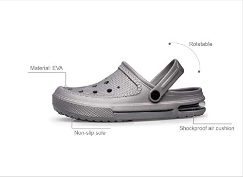 Sillenorth Garden Clogs Men Water Shoes Beach Shoes Slippers Sandals Air Cushion Lightweight Comfortable Dark Gray #TOP1