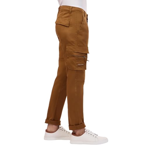 Image of BEEVEE Mens Camel Fixed Waist Cargo Pant with Drawstring.