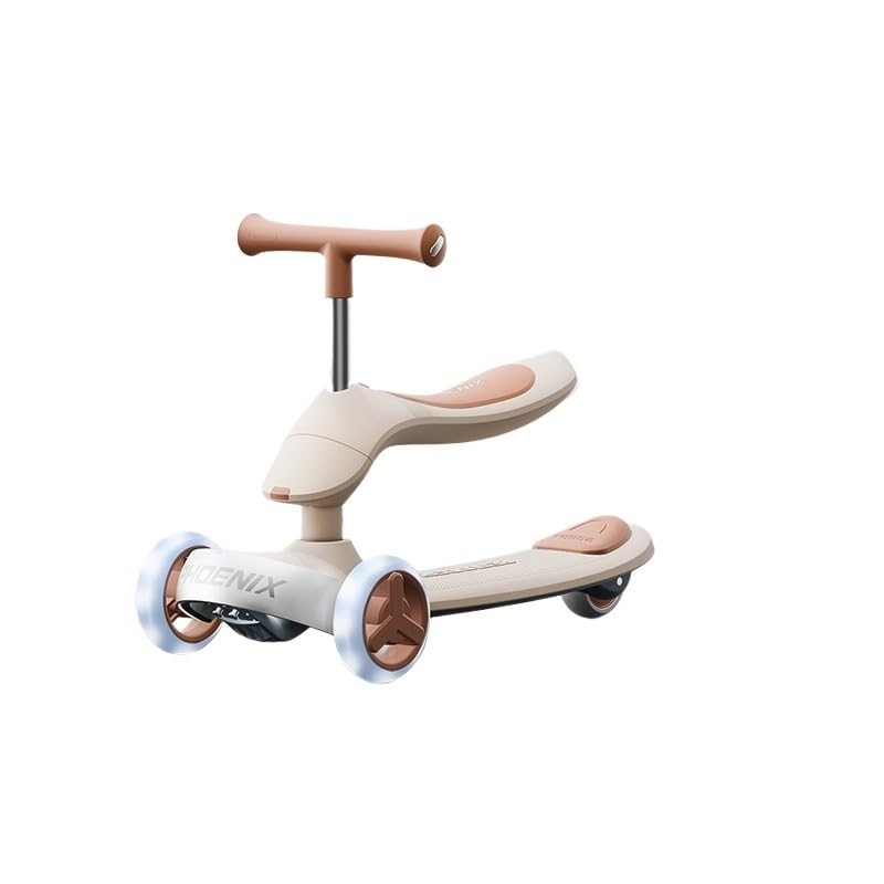 Qxmiguel Scooter niño Patinete Plegable for niños, Patinete de Equilibrio portátil con cojín de Asiento for niños y niñas Wiggle Car(Bruin)