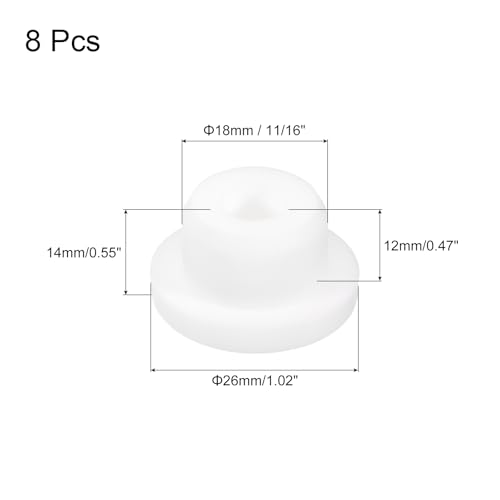 Image of MECCANIXITY 8pcs T-Shaped Silicone Plugs 18mm 11 /16 Inch Dia Snap in Plug Hole Seal Cover Round Rubber Stopper for Kitchen Rubber Bulkheads Waterproof Sealing Plugs White