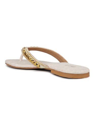 Image of Inc.5 womens Womens Gold Ethnic Embellished Round Toe Flats Euro 41 Slip-On