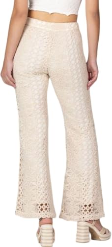 Miss Me - Womens Crochet Trouser Pants, Color Natural, Size: Large2
