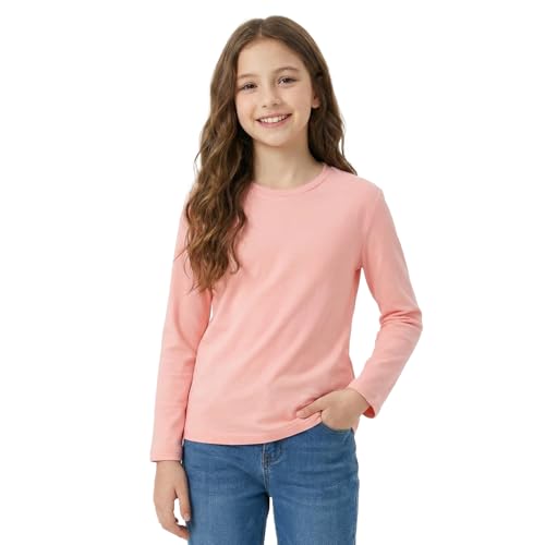 Image of Girls Cotton Long Sleeve Shirts Kids T Shirts Lightweight Breathable Casual Classic Tee Top for Children Age 3-14 Years