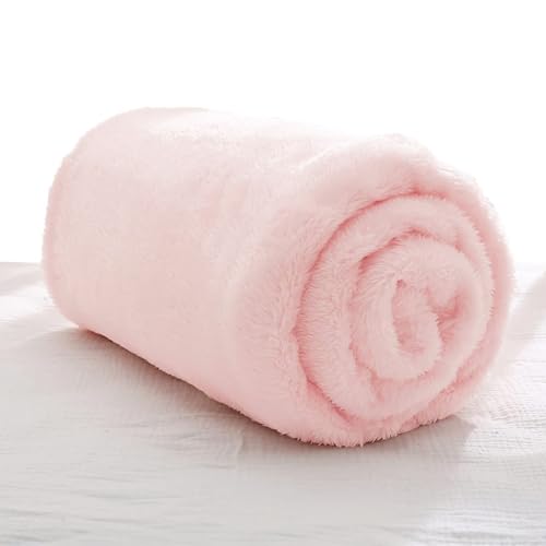 Image of Exclusivo Mezcla Plush Fuzzy Fleece Throw Blanket, Super Soft, Fluffy and Warm Blankets for Couch, Bed, All Season (Light Pink, 40x50 inches)